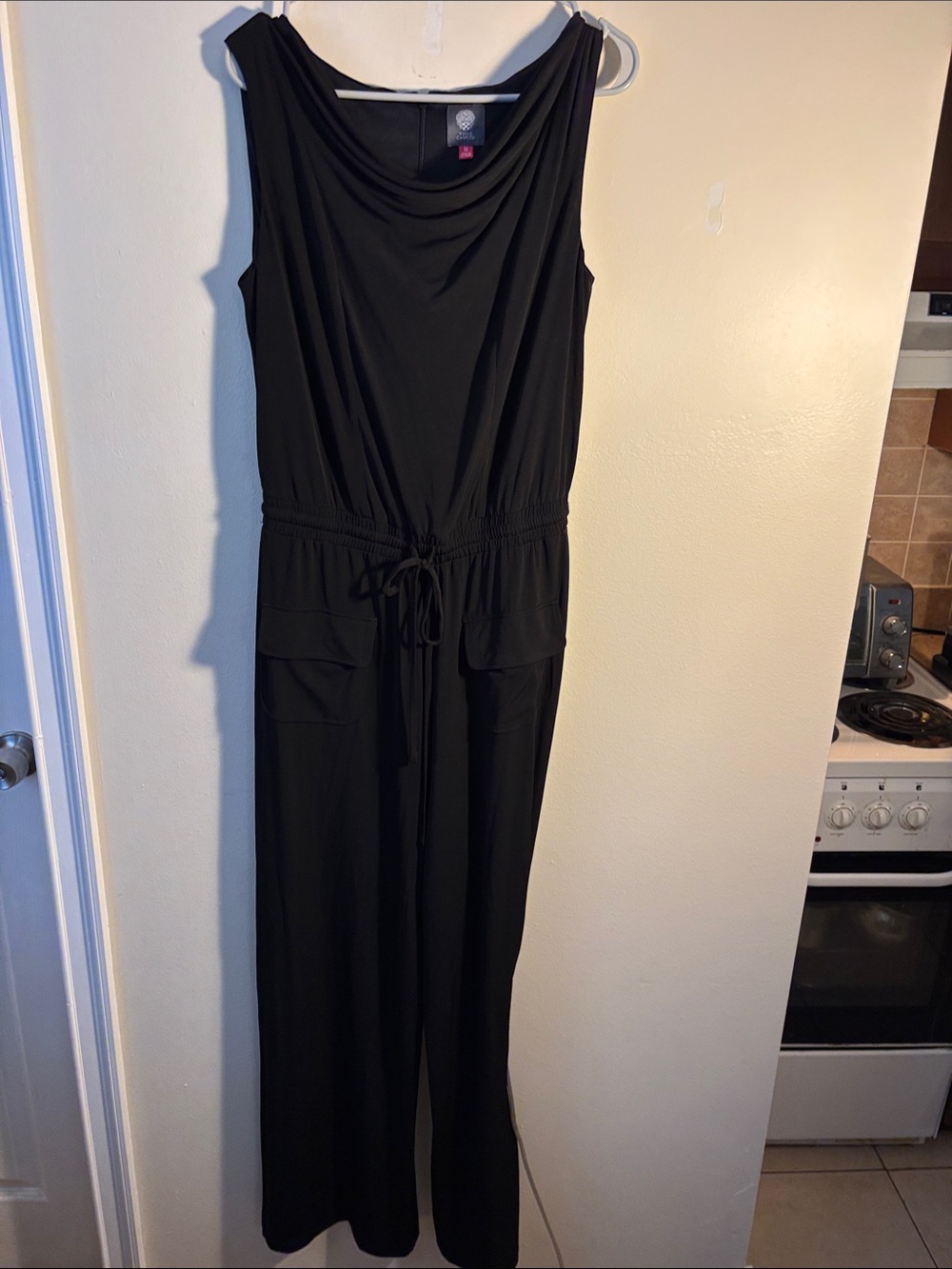 Vince Camuto Black Draped Cowl Neck Jumpsuit